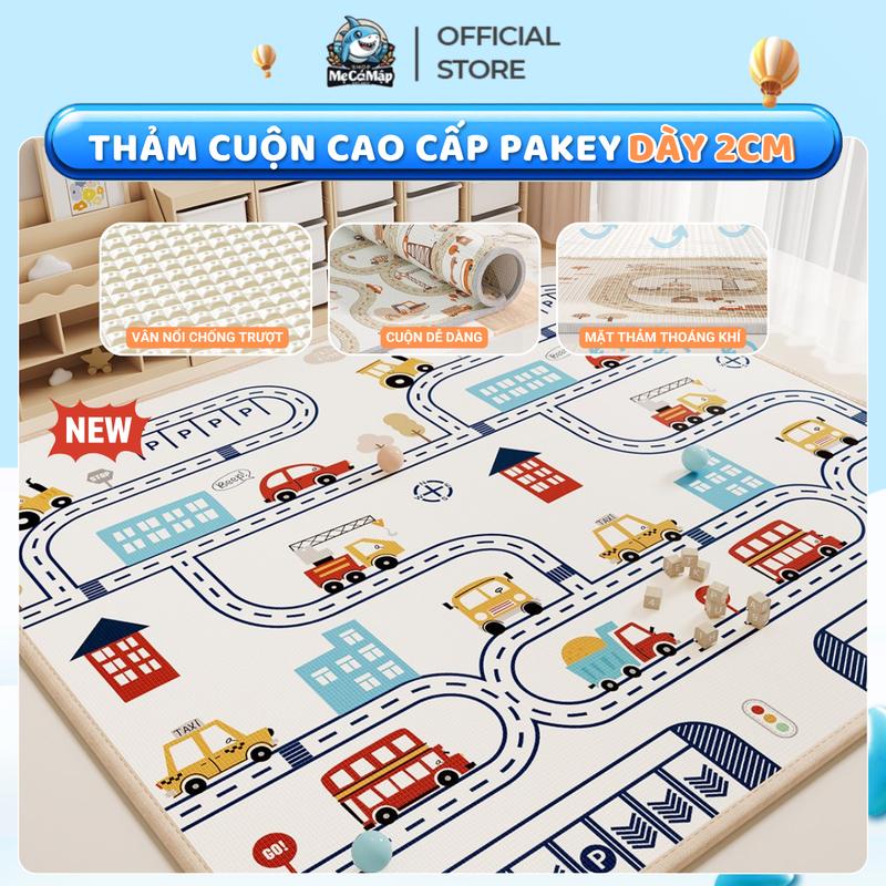 Thảm Cuộn Trải Sàn Cho Bé Pakey Chống Nước Thảm Xốp Phủ XPE 2 Mặt Họa Tiết Dày 2cm Cho Bé Tập Bò Tập Đi