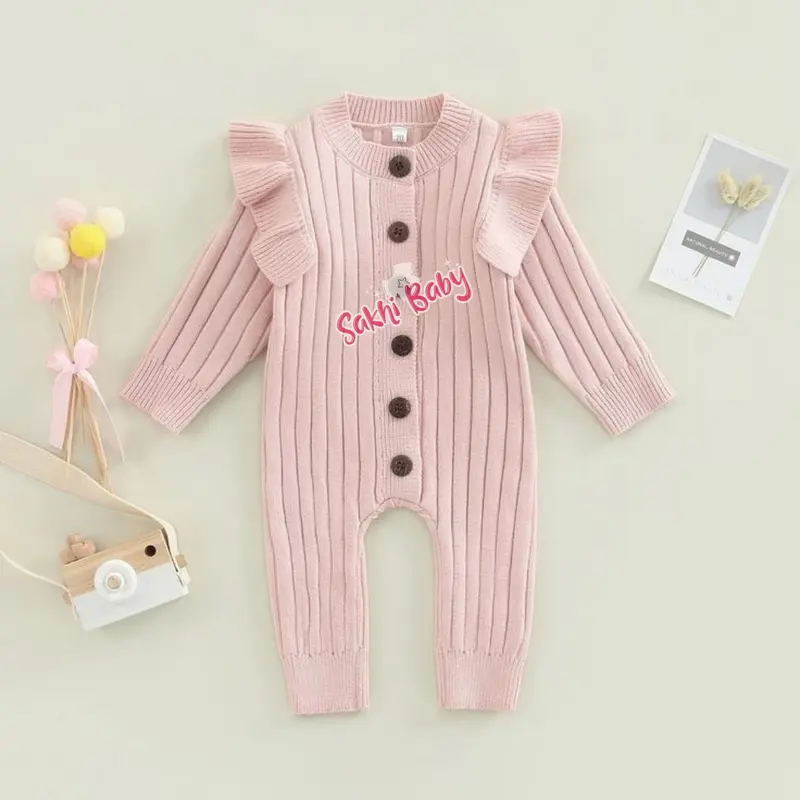 Sakhi Baby Baju Bayi Perempuan 0 6 12 Bulan lucu Jumper Jumsuit Rajut Anak Baru Lahir Newborn Lengan Panjang Katun Cewek budget  bajubayi 3