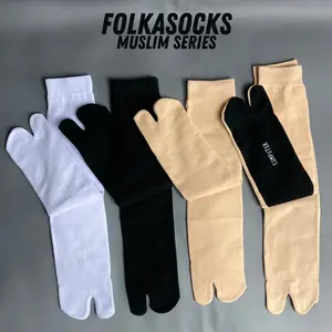 FOLKA - Kaos Kaki Jempol Muslimah Polos Telapak Hitam Panjang Motif Warna Warni Dewasa Wanita