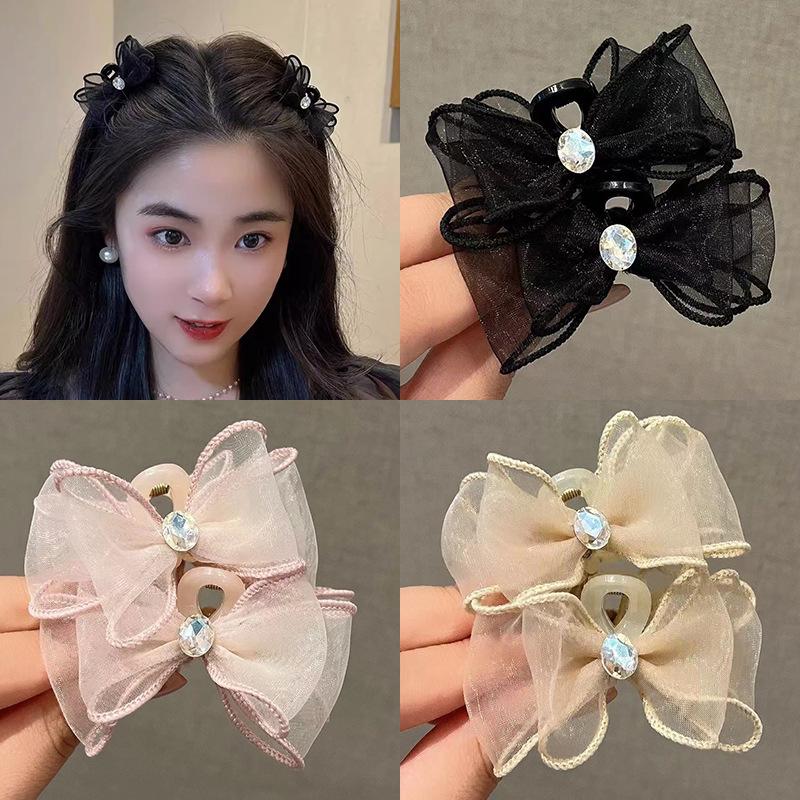 Kẹp Tóc Mái Nơ Thanh Lịch SS24 Dành Cho Nữ Cỡ Nhỏ Phong Cách Công Chúa Kẹp Bên Tóc Mũ Đội Đầu Women