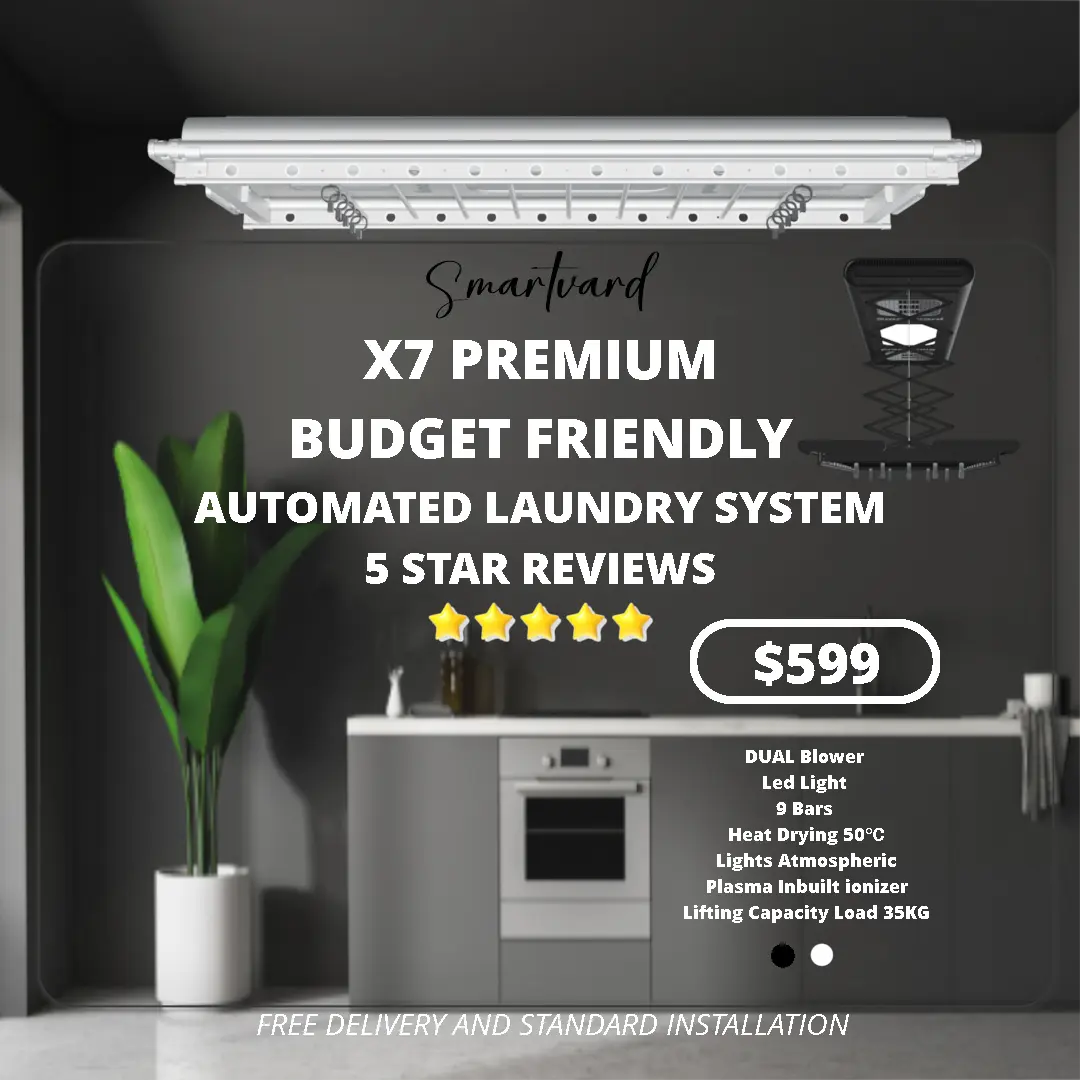 Smartvard X7 Premium Automated Drying Rack Accessory Laundry with LED Lighting and UV Disinfection