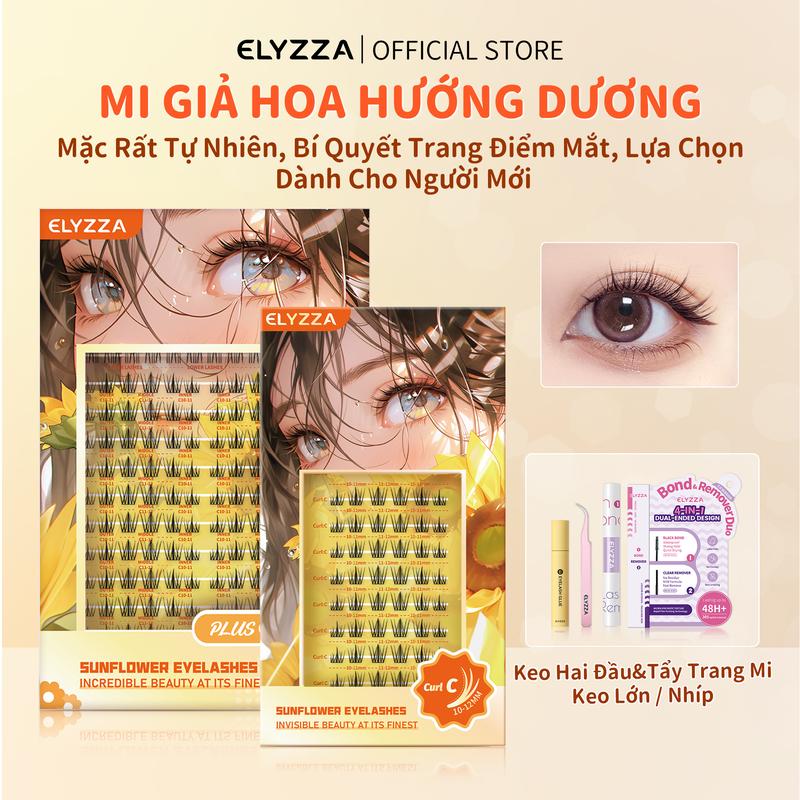 ELYZZA Mi Cụm Hoa Hướng Dương Lông Mi Giả Tự Nhiên Cong C Mi Cụm, 10-12mm Mi Sợi Dễ Dán, Sợi Mi Mảnh, Mi Giả Tách Sợi Có Thể Sử Dụng Được Nhiều Lần, Nối Mi Dễ Dùng
