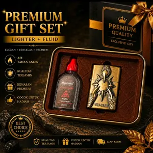 Korek Api Minyak Premium Gift Set + Cairan Refill & Pipet Isi Ulang