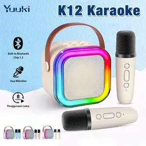 YUUKI-K12 Musik K12 Speaker Bluetooth Karaoke 2Mic Mini Bluetooth  Bluetooth Speaker Microphone Karaoke Set Bluetooth Mini Full bass