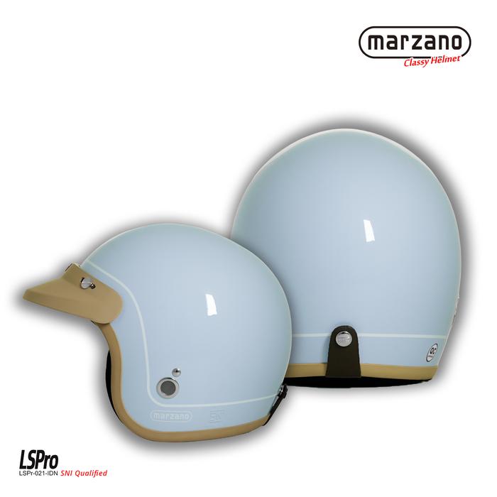Gambar Helm Retro/Bogo Marzano Line Solid Ice Blue White - S dari Marzano Official Store Kota Administrasi Jakarta Timur Tokopedia