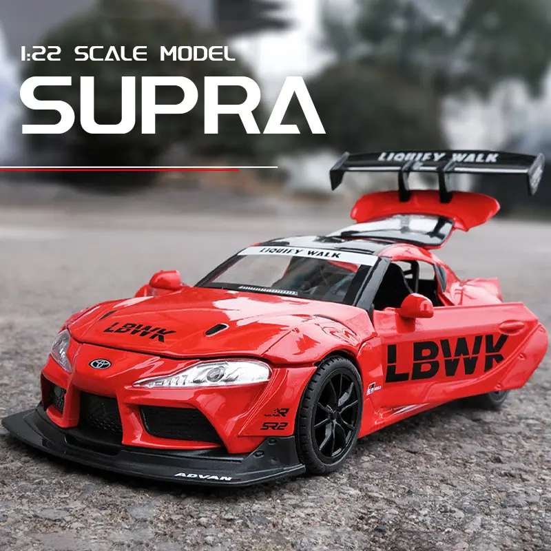 1:22 Scale Toyota Supra Alloy Car Model Light & Sound Effect Diecast Car Toys for Boys Birthday Gift Kids Toys Car Collection