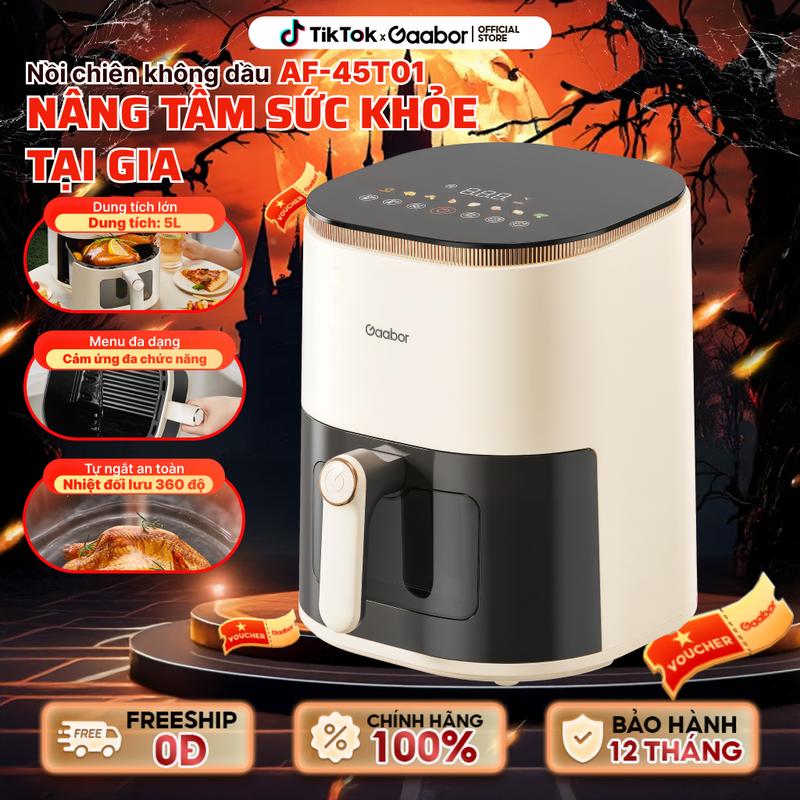 Gaabor | Nồi chiên không dầu Gaabor AF-45T01A điện tử dung tích 5 lít dùng cho gà vịt nguyên con dưới 1200g công suất 1350W đa năng thiết kế đẹp mắt Nấu ăn cooker noi chien gaabor nướng lò nướng hấp sấy air fryer