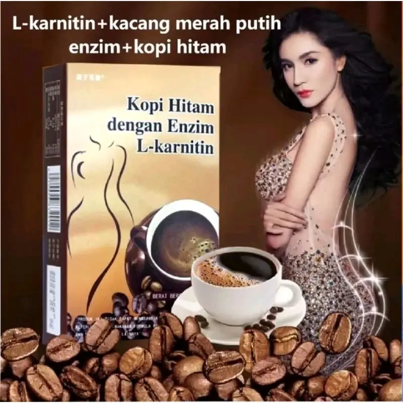 Kopi instan hitam L karnitin bebas gula dan dengan enzim