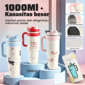 【COD】 Tumbler Stainless Vacuum 1000ml Portable Thermos Botol Minum Besar
