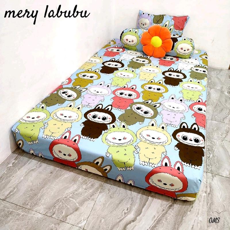 COD sprei saja ANTI GESER DOUBLE KARET homemade tanpa sarung bantal guling motif karakter kartun anak lucu ukuran 120*200 2