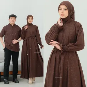 Zaleeya - Kayla Dress Couple Baju Sarimbit Pasangan Embos Forzaleta Kemeja Koko Gamis Muslim Lebaran