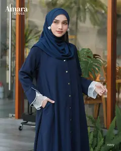Amara Abaya Gamis Premium Mewah Murah Jumbo Kekinian Remaja Syari Synthesa Clothing Premium Motif Lengan Simpel Busui Friendly Model Terbaru Abaya Umroh Haji Muslim Dewasa