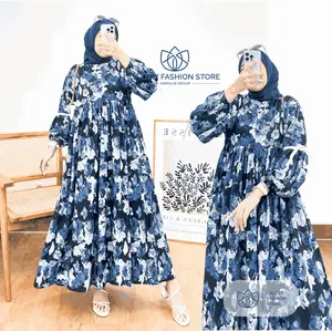 Midi Dress Pita Rayon Premium  Gamis Jumbo Busui Zipper  Kode Illaya By Kamalin