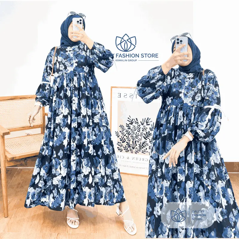 Midi Dress Pita Rayon Premium  Gamis Jumbo Busui Zipper  Kode Illaya By Kamalin 0
