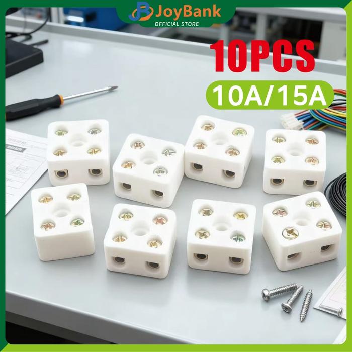 Promo 10PCS/Set Terminal Block Keramik 2 Pole 10A/15A Tahan Panas untuk ...
