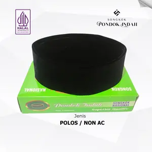 Songkok POLOS / NON AC PONDOK INDAH Hitam Beludru Premium