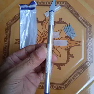 6 buah mata pisau + 1 buah pegangan pisau/Cutter Hobby Crafting Art Knife Metal Handle Blade Pisau Bonsai Sayat Ukir Pen Cutter Set Mata dan Gagang Art Knife