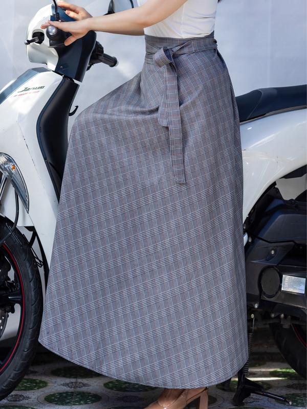 Váy quây chống nắng-Váy chống nắng  dạng xòe cột dây eo to hay eo nhỏ đều sủ dược - Dán + cột dây tà rộng free size