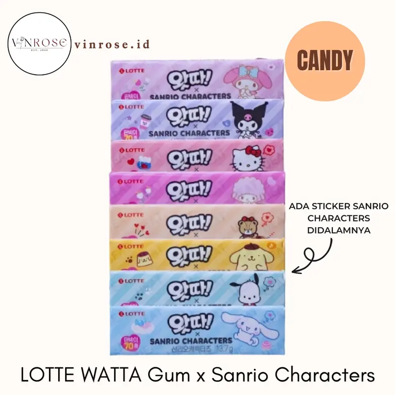 LOTTE WATTA Gum x Sanrio Characters/ Permen Karet Anak Korea 0