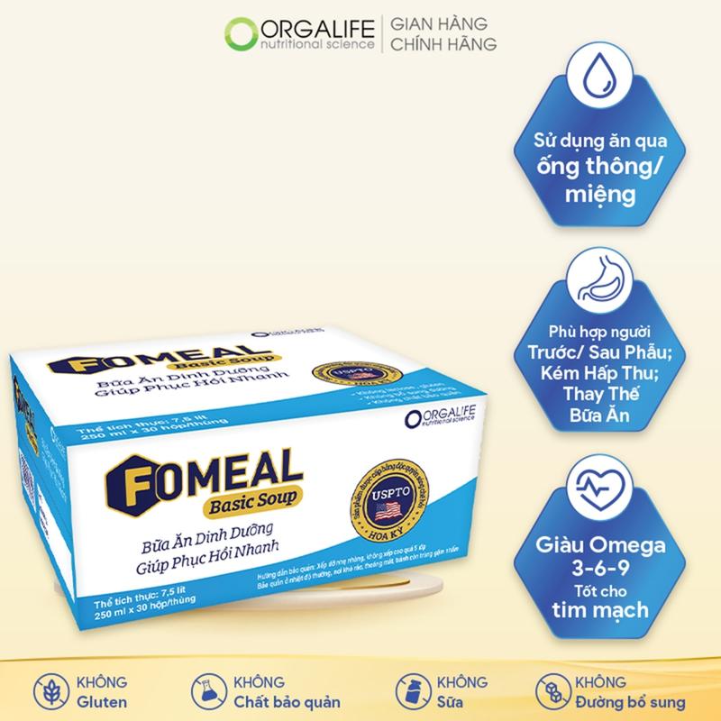 Orgalife FOMEAL BASIC SOUP - Bữa ăn thay thế dinh dưỡng năng lượng chuẩn hỗ trợ phục hồi người bệnh - Thùng 30 hộp x 250ml