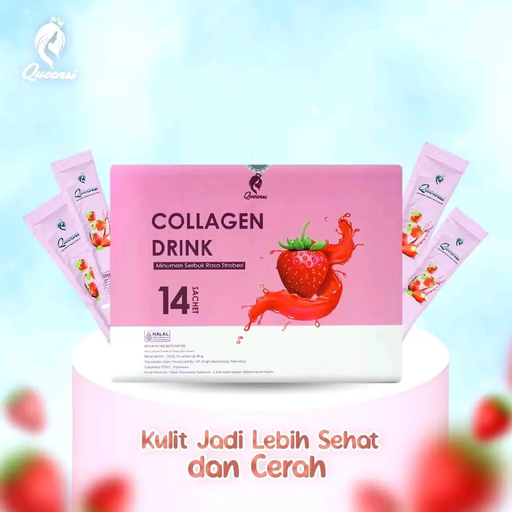 Queensi Collagen Drink Original Kemasan Terbaru 1 qcl Isi 14 Sachet untuk Kulit Cerah - Mencerahkan