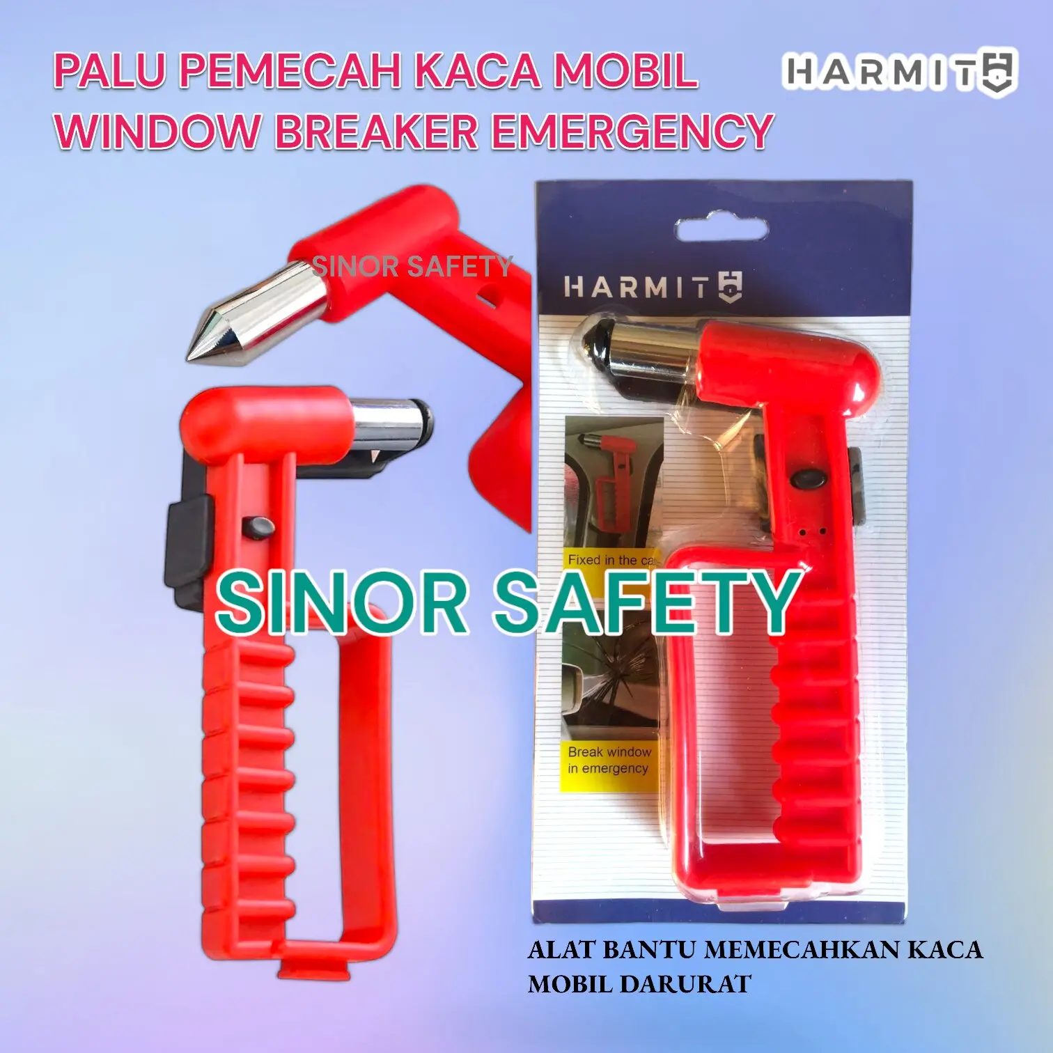 PALU Pemecah KACA Darurat Mobil / Harmit EMERGENCY Window Breaker Hammer HM-306