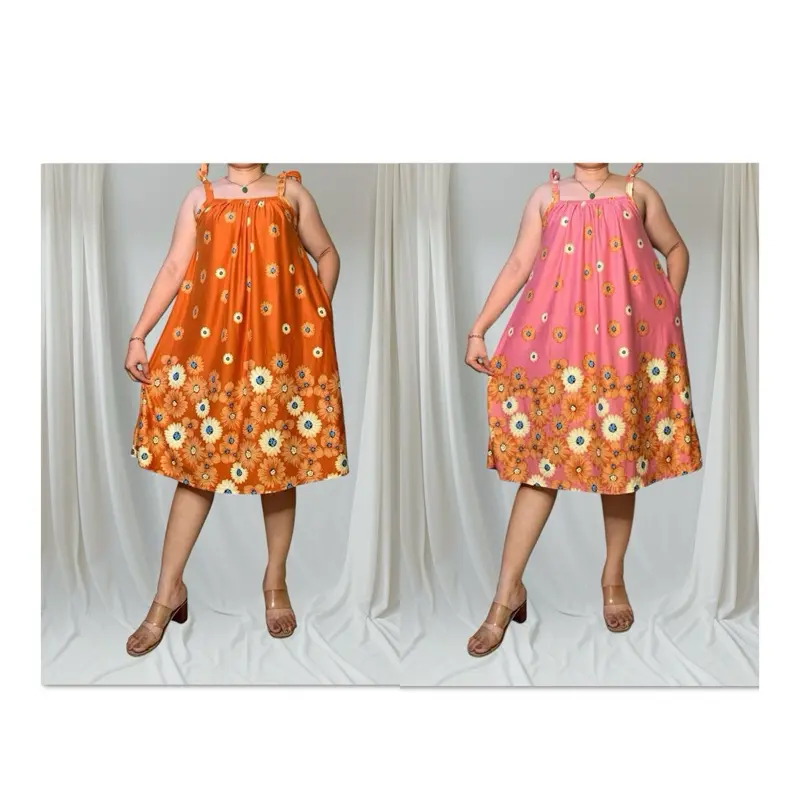 KHATE STRAPPY  DRESS 2Xl TO 3XL SENEPA PRINT COTTON SPANDEX