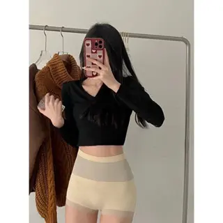 GO!CD1290 Celana Dalam Korset Motif Garis Pinggang Tinggi Pelangsing Perut Wanita Import 6