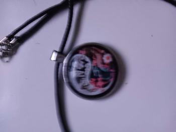 Product Review of Kalung Liontin Yin Yang Art Kaca Cembung Tali Kulit Rantai Stainless Steel from s**3 0