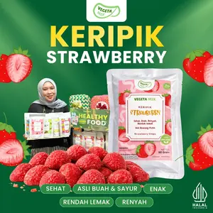 Keripik Strawberry Kering 50GR By Vegeta Mix – Cemilan Sehat Enak Renyah Rendah Lemak Camilan Diet