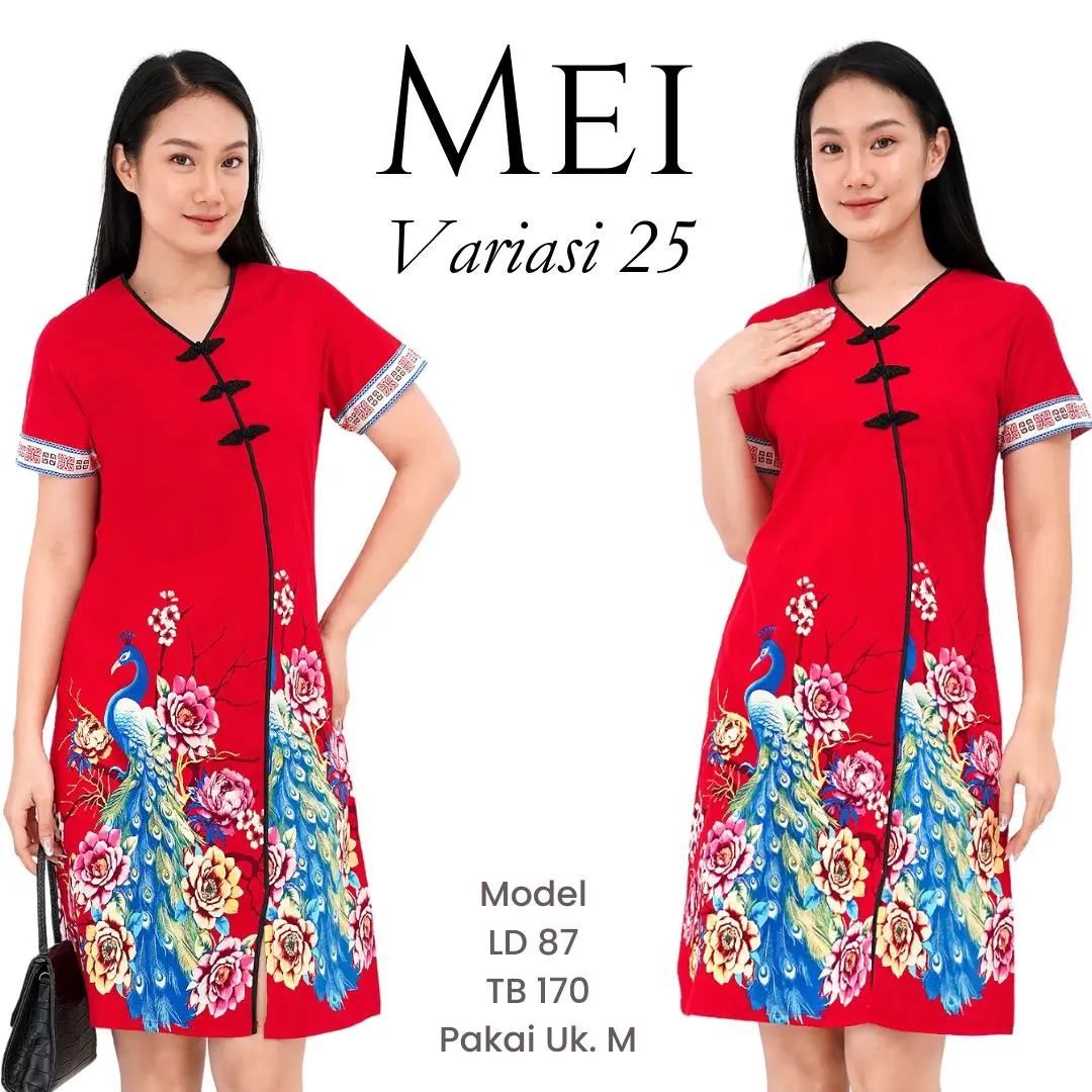 Dress Batik Imlek Katun Stretch Premium SUPER JUMBO / JUMBO / STANDAR