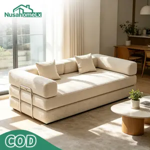 NusaHome Sofa Bed Lipat Minimalis 3 Kursi Bahan Vacuum Anti Bau, Rangka Kuat & Sandaran Bisa Dilepas Sofa
