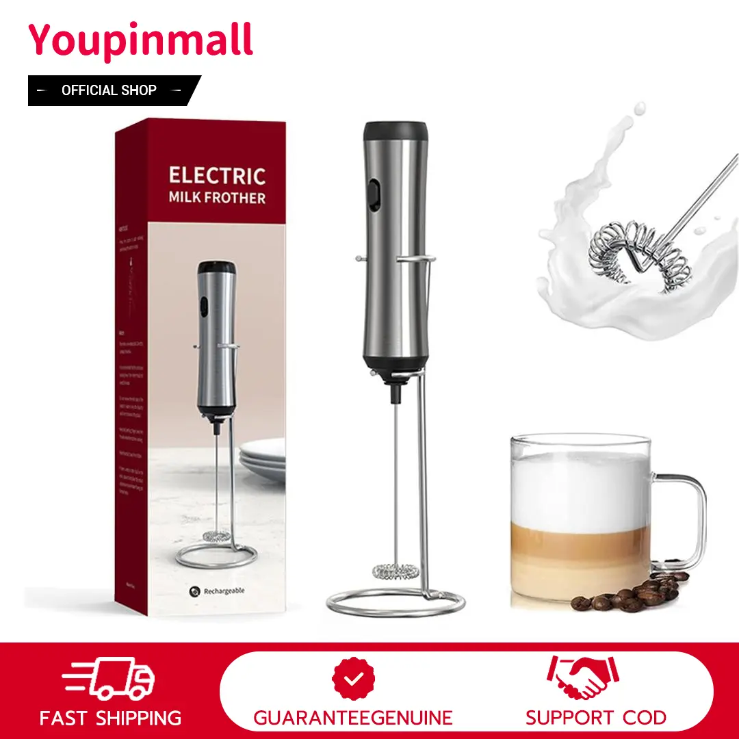 KLT Electric Milk Foam Machine, Coffee Milk Mixing Stainless Steel, Food-Grade Material, Type-C Charging, Electric Milk Foam Machine With/Without Bracket