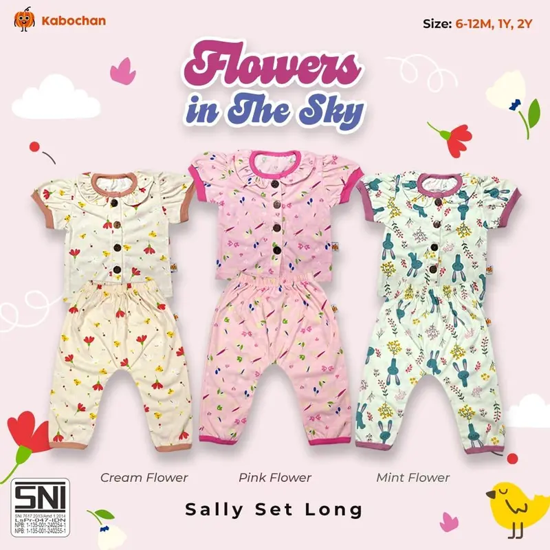 KABOCHAN baju bayi 3 pcs , DRESS BAYI 3 PCS  setelan pendek , setelan panjang , set evelyn size S M L LB XL 6