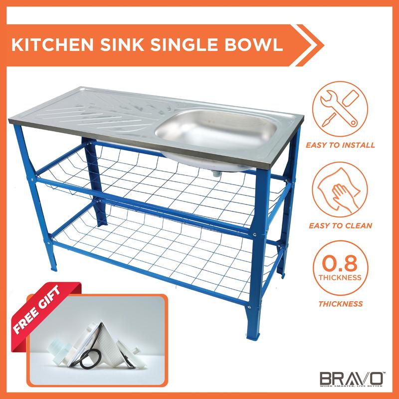 Kitchen Single Bowl/Rak Sinki Dapur Stainless Steel Sink Wit - TikTok ...