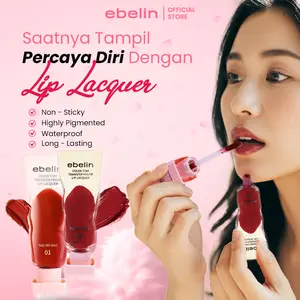 EBELIN - COLOR STAY TRANSFER PROOF LIP LACQUER | Lipstik Cair Tahan Lama | Lip Gloss Tidak Transfer | Finish Glossy & Intens