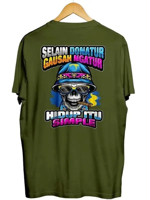 Kaos pria sablon depan belakang motif kata kata tulisan SELAIN DONATUR GAUSAH NGATUR VOL 1 Lembut Nyaman Kaos Distro 3