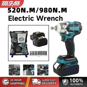 Impact wrench Cordless 588V 980NM Brushless bor impact baterai mesin impact buka baut Cordless Electric Wrench Rechargeable Torsi besar Mesin Bor