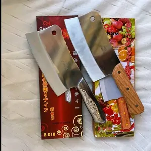 BISA[COD] Pisau Daging Tulang stainless steel Tebal, pisau koki B-018 dan B-215 gagang kayu panjang 29cm- KITCHENWARE memotong Daging Ayam Sapi merek GANOM tebal 3mm piau cingcang termurah
