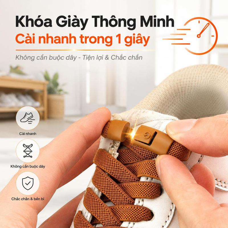 Dây giày tiện lợi, không cần buộc, co giãn linh hoạt, dụng cụ cố định kỳ diệu.
