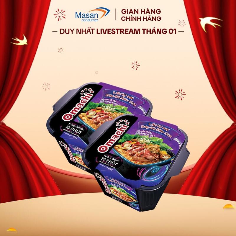  Combo 2 Lẩu Tự Sôi Bắp Bò Riêu Cua Omachi 276g  Mẫu Bao Bì Giao Ngẫu Nhiên  