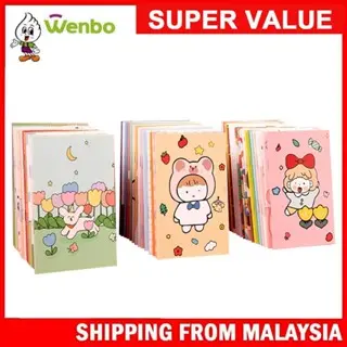 Wenbo Ximi Moka Stapler Book Cute Notebook Mini Memo Pad Notebook Buku Nota Comel Kecil Pocket Size Hand Book Dairy Memory Pad Important Message Portable School Notes Children Gift Prize Thickened Paper Smooth Writing Tight Book Binding Stapler Book