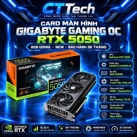 Card Màn Hình GIGABYTE GAMING OC RTX 5050 8GB GDDR6 New Bảo Hành 36 Tháng