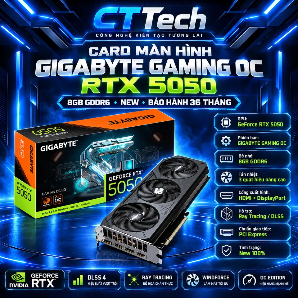 Card Màn Hình GIGABYTE GAMING OC RTX 5050 8GB GDDR6 New Bảo Hành 36 Tháng