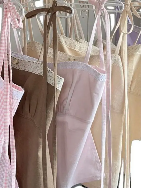 Vintage Top - Áo vintage vải linen cột dây 2 lớp | BigBuy360 - bigbuy360.vn