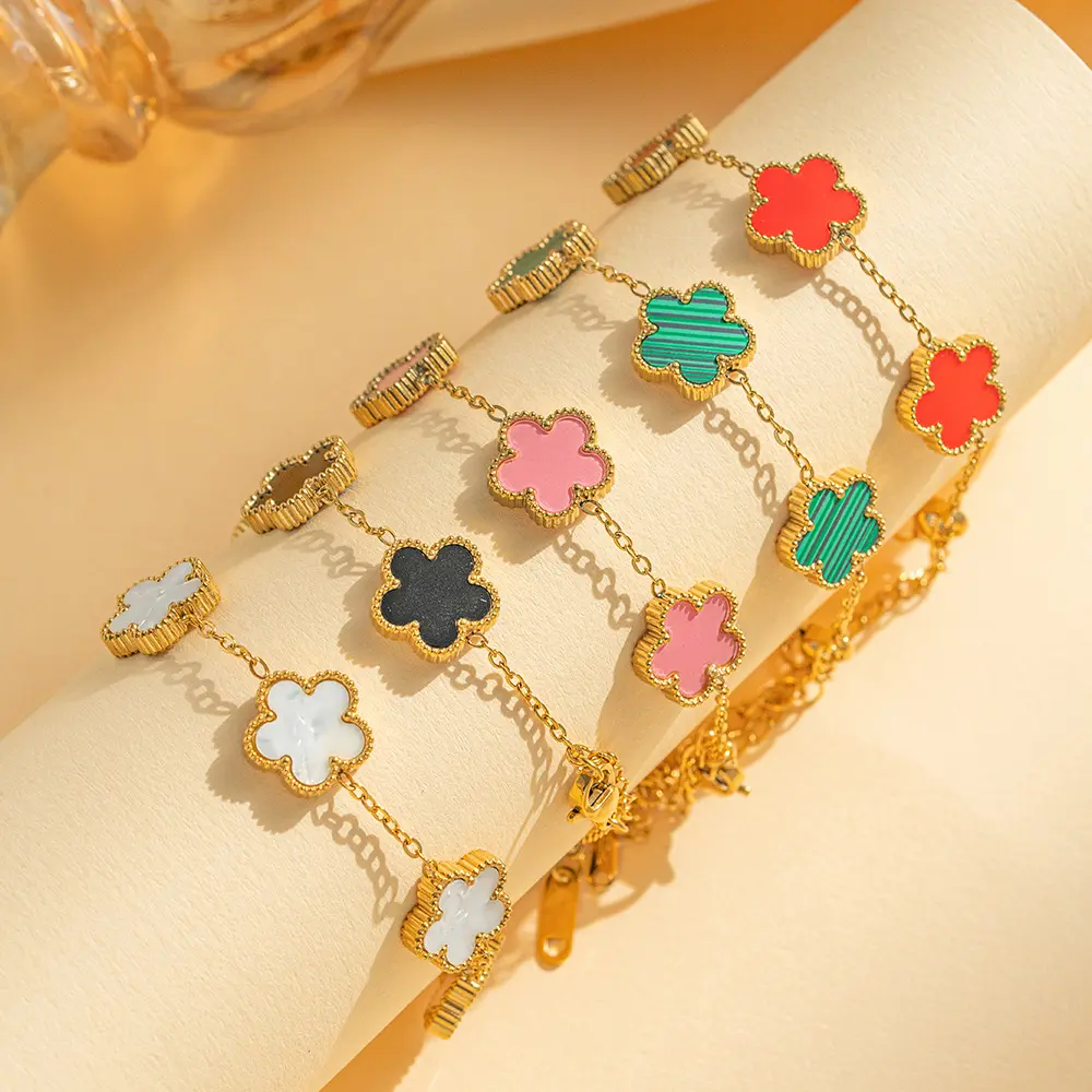 clover  Titanium Steel Clover Five-Leaf Flower Bracelet