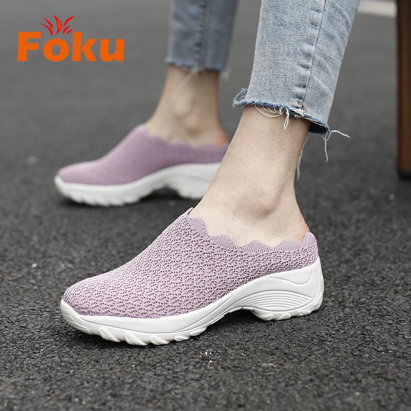 FOKU Sepatu Slop Santai Wanita Slip On Sneakers Korea Terbaru 1