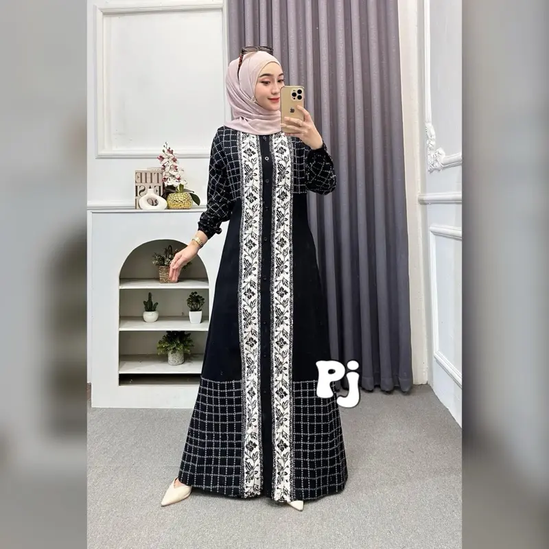 Gamis Rayon Premium Gamis Batik Cap Malaman Gamis twill ori pekalongan cap malaman full kancing Muslim  Kondangan  Wanita Wudhu Dress 2