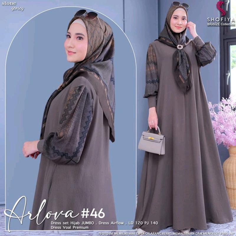 gamis wanita set hijab modis size jumbo arlova series 120 by shofiya kekinian Linen Kancing Airflow 2