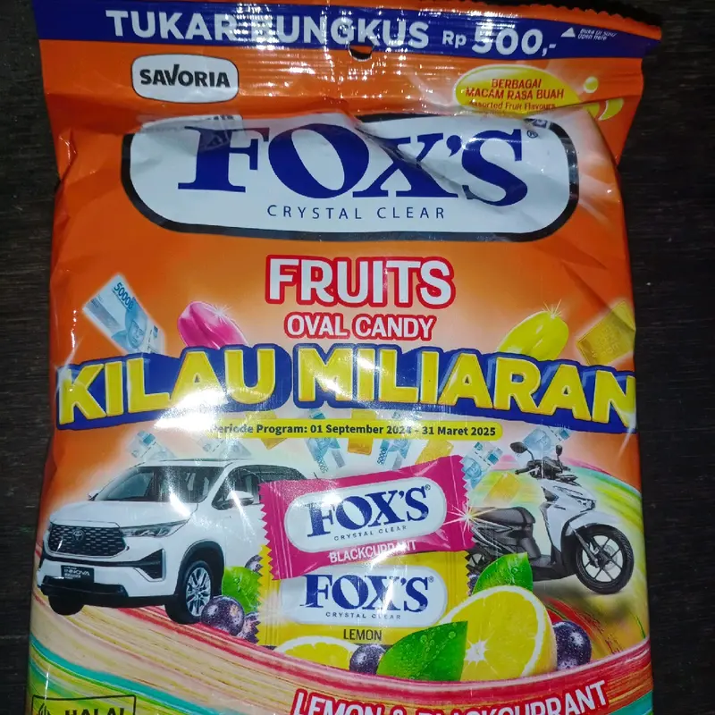 PERMEN FOX - FRUIT FLAVOUR OVAL CANDY - 125 GR 0